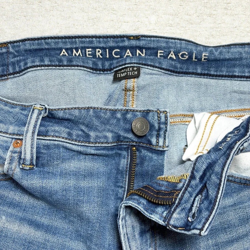 American Eagle Mens Slim Distressed Jeans 36x32 Blue Airflex+ Temp Tech Ripped